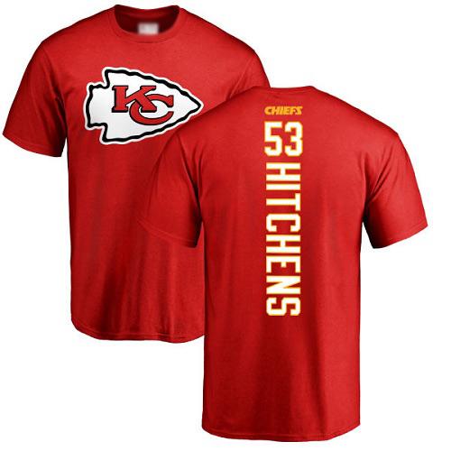 Men Kansas City Chiefs #53 Hitchens Anthony Red Backer NFL T Shirt->nfl t-shirts->Sports Accessory